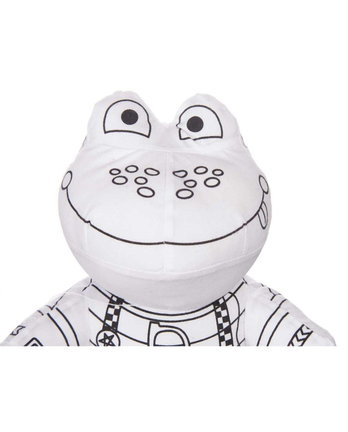 Peluche da Colorare Pincello ST342 Bianco Nero Stoffa 16 x 18 x 13 cm Rana (8 Unità)
