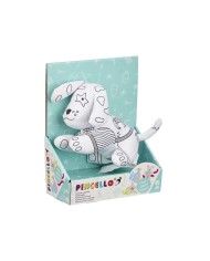 Peluche da Colorare Pincello ST341 Bianco Nero Stoffa 13 x 14 x 20 cm Cane (8 Unità)