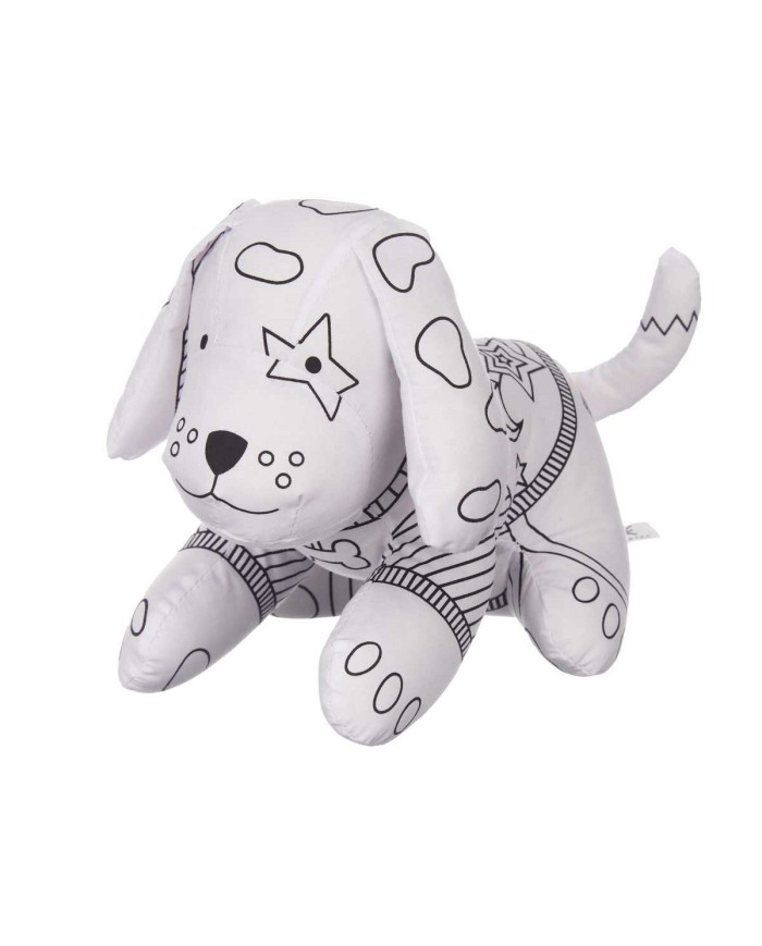 Peluche da Colorare Pincello ST341 Bianco Nero Stoffa 13 x 14 x 20 cm Cane (8 Unità)