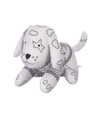 Peluche da Colorare Pincello ST341 Bianco Nero Stoffa 13 x 14 x 20 cm Cane (8 Unità)