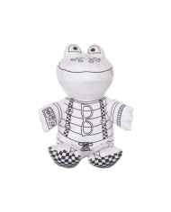 Peluche da Colorare Pincello ST342 Bianco Nero Stoffa 16 x 18 x 13 cm Rana (8 Unità)