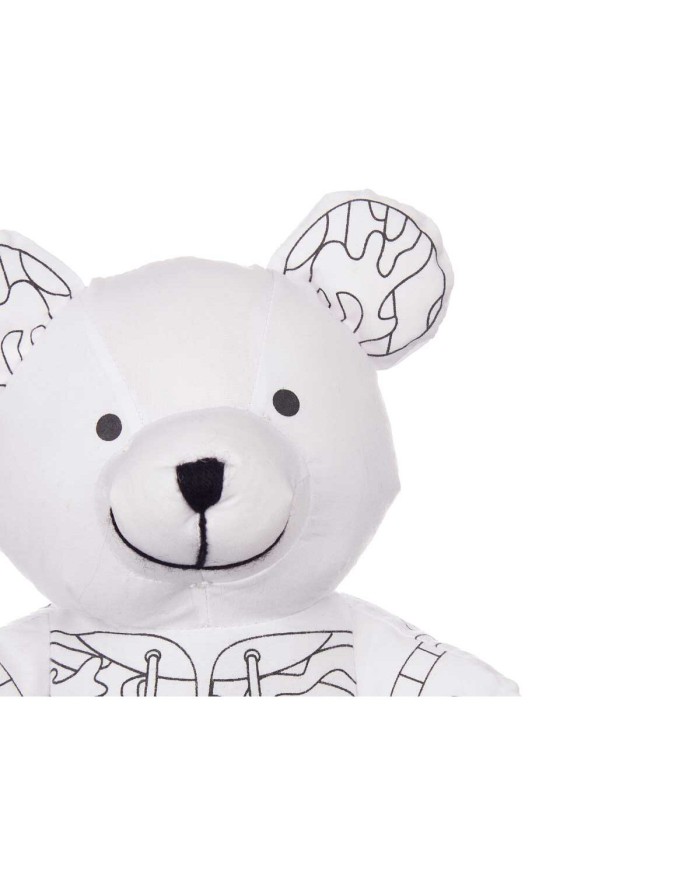 Peluche da Colorare Pincello ST339 Bianco Nero Stoffa 17 x 21 x 12 cm Orso (8 Unità)