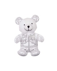 Peluche da Colorare Pincello ST339 Bianco Nero Stoffa 17 x 21 x 12 cm Orso (8 Unità)