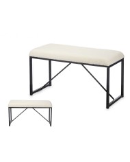 Panca Gift Decor TR23063-1 Bianco Metallo Stoffa 81 x 42 x 38 cm