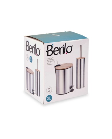 Set da Bagno Berilo B0353S 3L+B1041S Argentato Bambù Acciaio inossidabile polipropilene 2 Pezzi (6 Unità) Set da Bagno Berilo B0353S 3L+B1041S Argentato Bambù Acciaio inossidabile polipropilene 2 Pezzi (6 Unità)