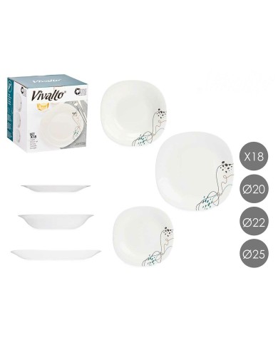 Set di Stoviglie Vivalto LFP-110/85/LFTP-90 1 Bianco Vetro opalino (2 Unità) Set di Stoviglie Vivalto LFP-110/85/LFTP-90 1 Bianco Vetro opalino (2 Unità)