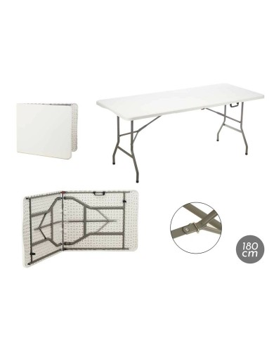 Tavolo Pieghevole Bianco Grigio Polietilene 180 x 70 x 74 cm Tavolo Pieghevole Bianco Grigio Polietilene 180 x 70 x 74 cm