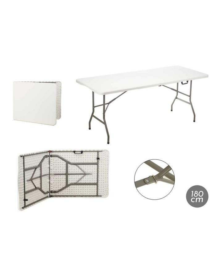 Tavolo Pieghevole Bianco Grigio Polietilene 180 x 70 x 74 cm Tavolo Pieghevole Bianco Grigio Polietilene 180 x 70 x 74 cm