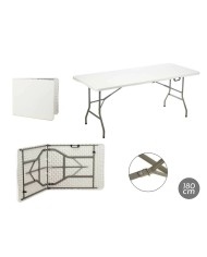 Tavolo Pieghevole Bianco Grigio Polietilene 180 x 70 x 74 cm Tavolo Pieghevole Bianco Grigio Polietilene 180 x 70 x 74 cm