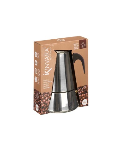 Caffettiera Italiana Kinvara S12AA-6T Nero Argentato Acciaio 6 Tazze Caffettiera Italiana Kinvara S12AA-6T Nero Argentato Acciaio 6 Tazze