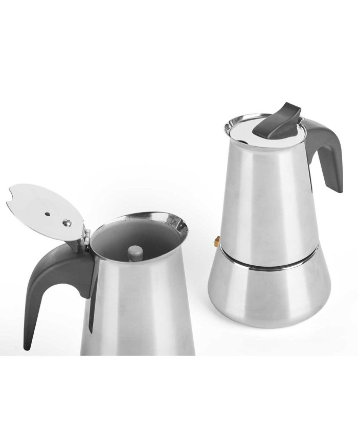 Caffettiera Italiana Kinvara S12AA-4T Nero Argentato Acciaio 4 Tazze