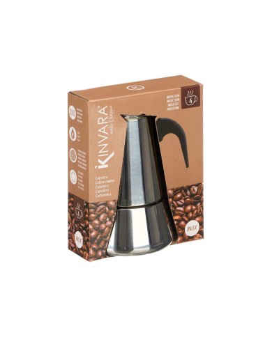 Caffettiera Italiana Kinvara S12AA-4T Nero Argentato Acciaio 4 Tazze