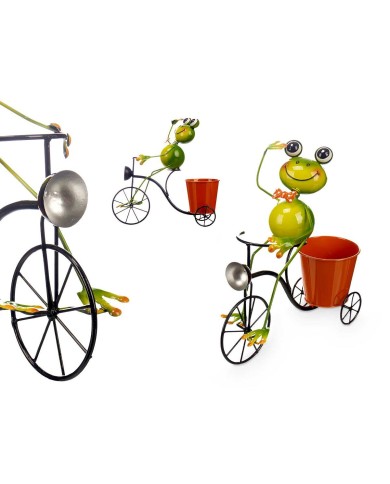 Vaso Ibergarden 324-26939A Giallo Rosso Verde Metallo Bicicletta Rana 31,5 x 32 x 17 cm Vaso Ibergarden 324-26939A Giallo Rosso Verde Metallo Bicicletta Rana 31,5 x 32 x 17 cm