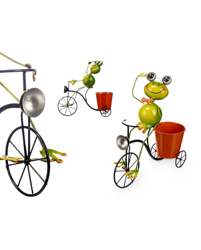 Vaso Ibergarden 324-26939A Giallo Rosso Verde Metallo Bicicletta Rana 31,5 x 32 x 17 cm Vaso Ibergarden 324-26939A Giallo Rosso Verde Metallo Bicicletta Rana 31,5 x 32 x 17 cm