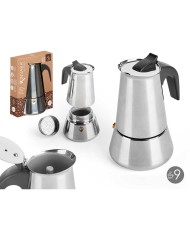 Caffettiera Italiana Kinvara S12AA-9T Nero Argentato Acciaio 9 Tazze