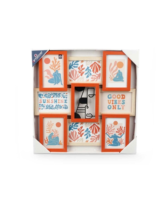 Cornice Portafoto 411408B Multicolore Metallo Legno MDF (6 Unità)