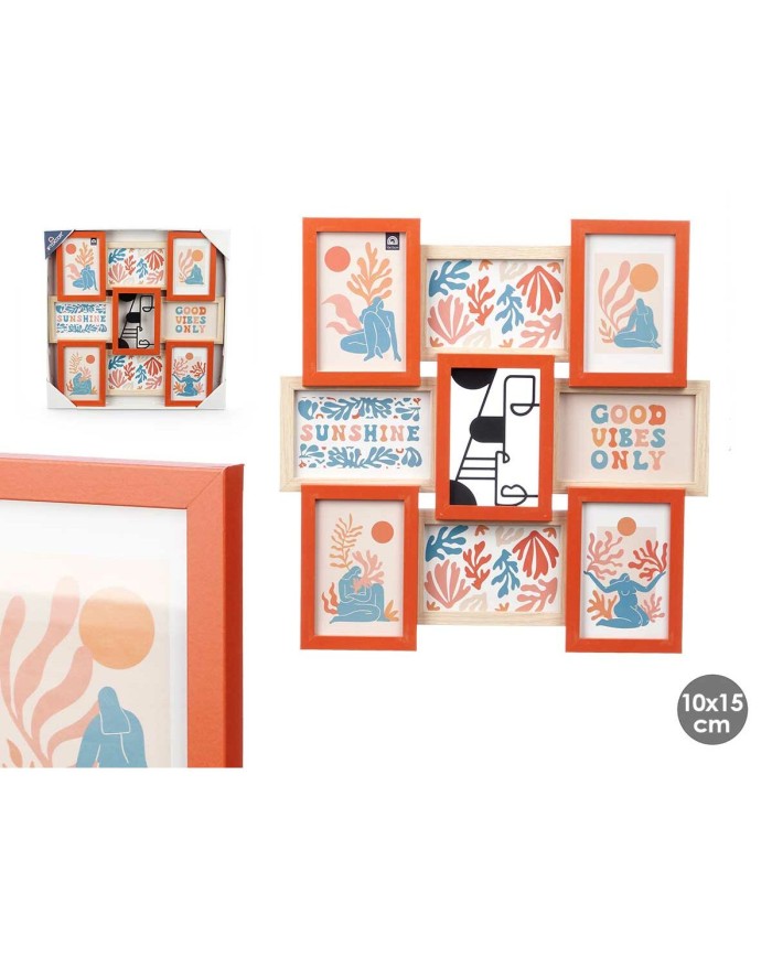 Cornice Portafoto 411408B Multicolore Metallo Legno MDF (6 Unità)