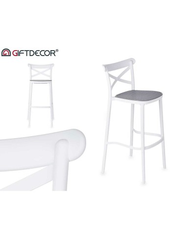 Sgabello PC-175B Bianco Grigio polipropilene Rattan 41 x 103 x 52,5 cm (4 Unità)