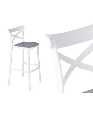 Sgabello PC-175B Bianco Grigio polipropilene Rattan 41 x 103 x 52,5 cm (4 Unità)