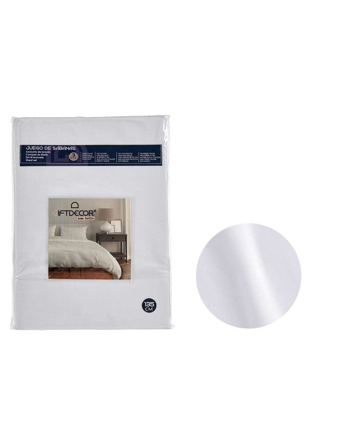 Set di Lenzuola Bianco Ala francese 3 Pezzi Set di Lenzuola Bianco Ala francese 3 Pezzi