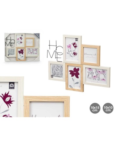 Cornice Portafoto 411408K Naturale Metallo Legno MDF (8 Unità) Cornice Portafoto 411408K Naturale Metallo Legno MDF (8 Unità)