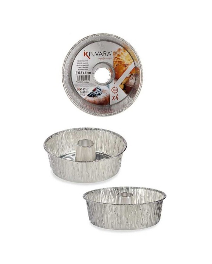 Set di Stampi da Pasticceria Kinvara 30286C Argentato Alluminio 19,5 x 19,5 x 6 cm 4 Pezzi (12 Unità)