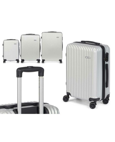 Set di valigie Grigio chiaro Righe 3 Pezzi