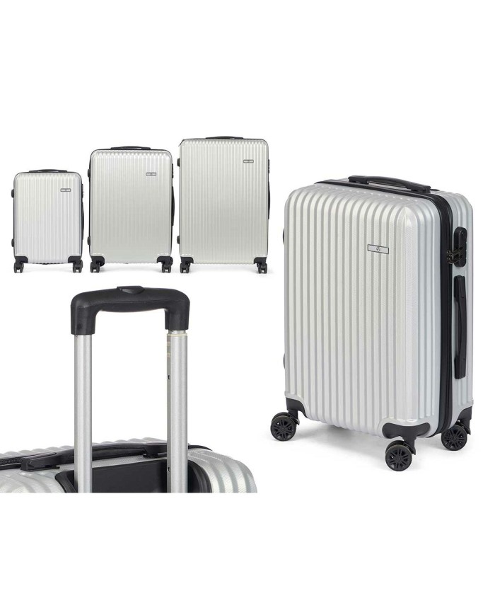 Set di valigie Grigio chiaro Righe 3 Pezzi