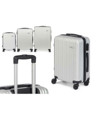 Set di valigie Grigio chiaro Righe 3 Pezzi