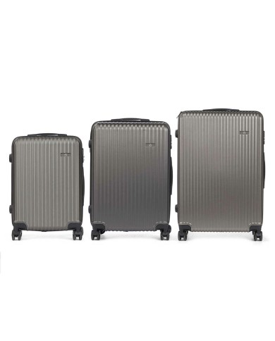 Set di valigie Grigio scuro Righe 3 Pezzi Set di valigie Grigio scuro Righe 3 Pezzi
