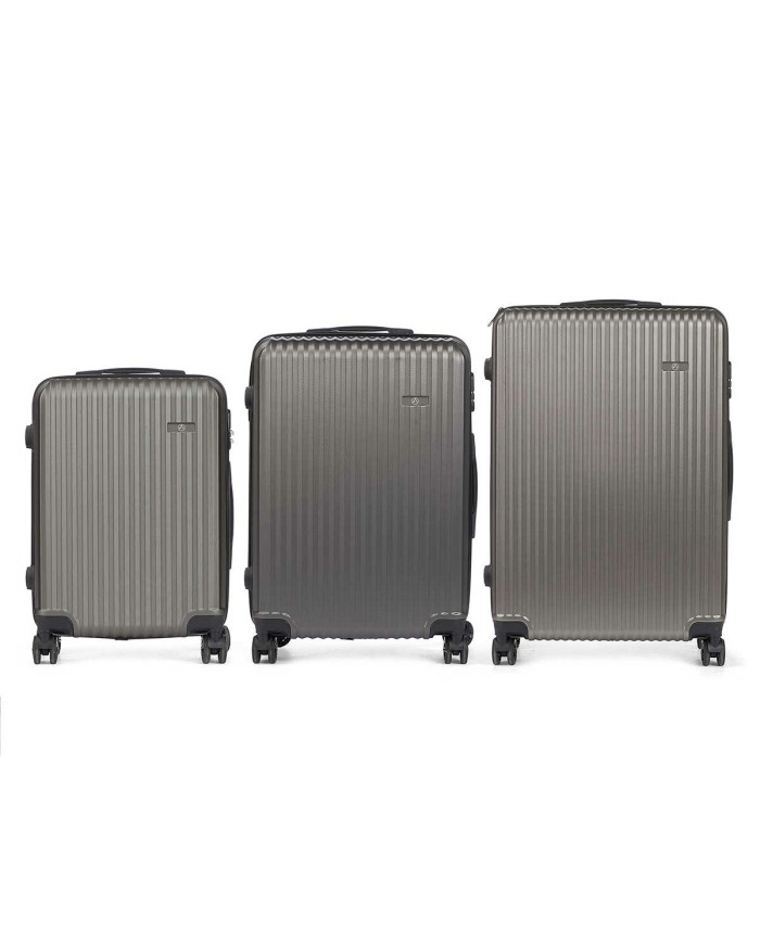 Set di valigie Grigio scuro Righe 3 Pezzi