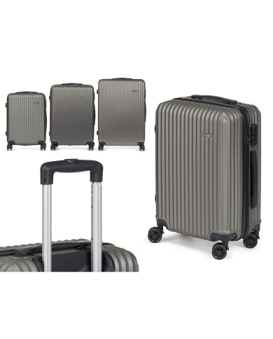 Set di valigie Grigio scuro Righe 3 Pezzi