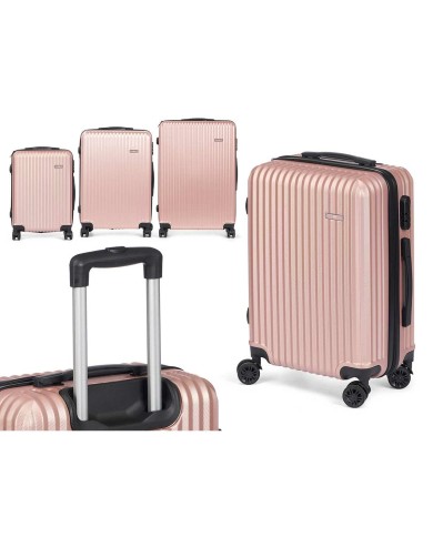 Set di valigie Rosa Righe 3 Pezzi