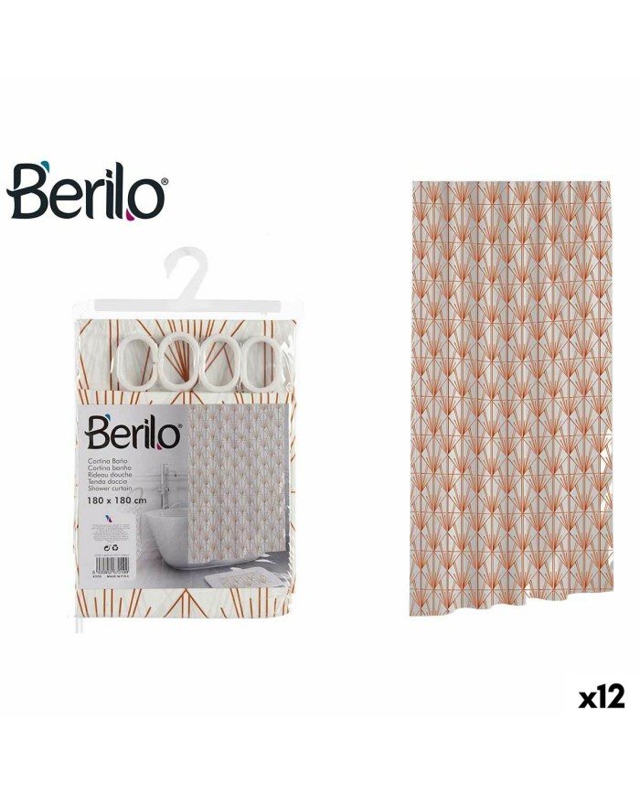 Tenda da Doccia Berilo Art Nouveau Bianco Bronce Plastica 180 x 180 x 0,008 cm (12 Unità)