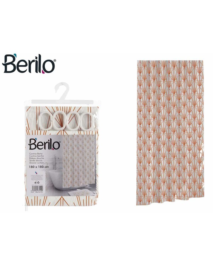 Tenda da Doccia Berilo Art Nouveau Bianco Bronce Plastica 180 x 180 x 0,008 cm (12 Unità)