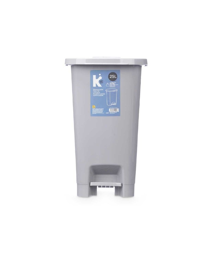 Cestino a pedale ABK-142 1 Grigio Plastica 25 L (6 Unità)