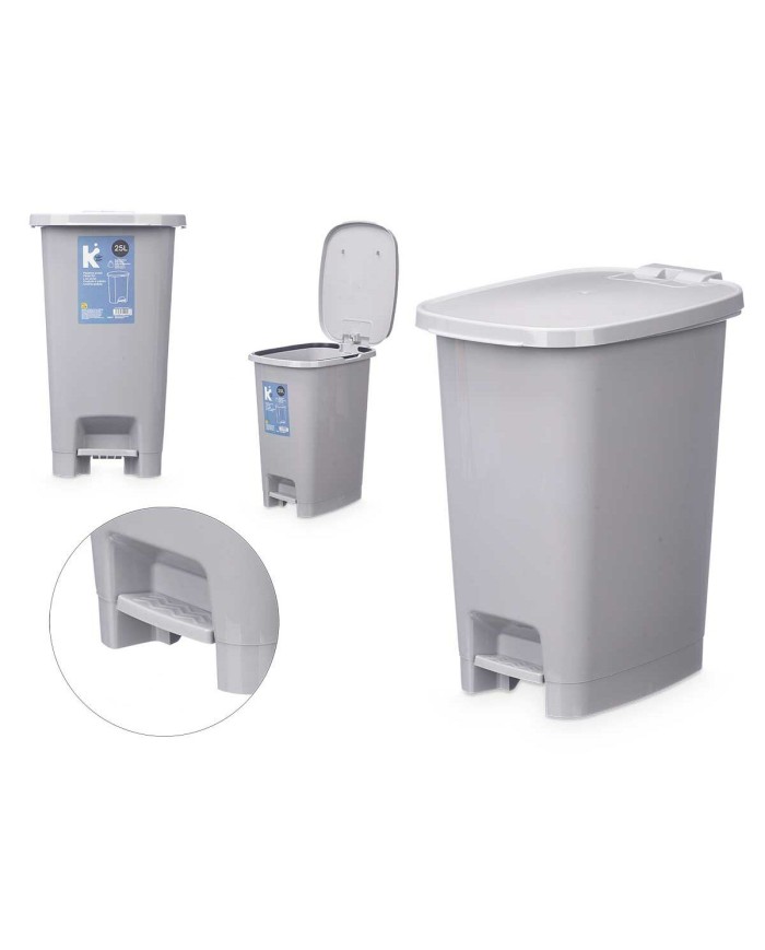 Cestino a pedale ABK-142 1 Grigio Plastica 25 L (6 Unità)