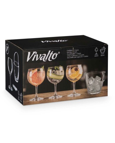 Secchiello per il ghiaccio Vivalto 11444 Trasparente Metallo Cristallo 14,5 x 12 x 12,5 cm 4x (10,5 x 20 cm) Calici (2 Unità)