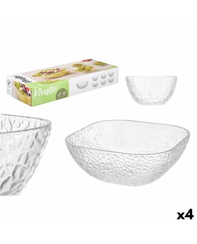 Set di Ciotole Vivalto TP70165BK/BH Trasparente Vetro 20 x 20 x 8 cm 10,3 x 10,3 x 5,5 cm (4 Unità)