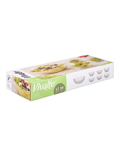 Set di Ciotole Vivalto TP70165BK/BH Trasparente Vetro 20 x 20 x 8 cm 10,3 x 10,3 x 5,5 cm (4 Unità)