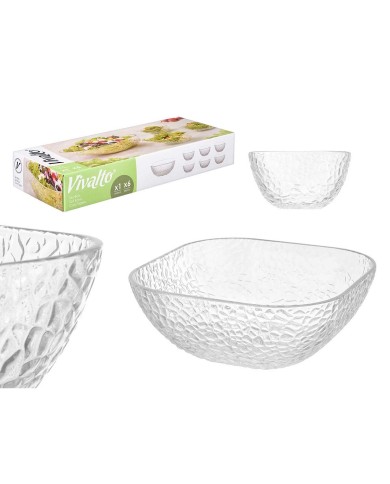 Set di Ciotole Vivalto TP70165BK/BH Trasparente Vetro 20 x 20 x 8 cm 10,3 x 10,3 x 5,5 cm (4 Unità)