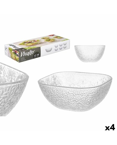 Set di Ciotole Vivalto TP70165IC/BH Trasparente Vetro 20 x 20 x 8 cm 10,3 x 10,3 x 5,5 cm (4 Unità)