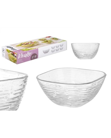 Set di Ciotole Vivalto TP70165L/BH Trasparente Vetro 20 x 20 x 8 cm 10,3 x 10,3 x 5,5 cm (4 Unità)