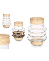 Portacandele SG-29857 Trasparente Naturale Vetro Rattan 18 x 24 x 18 cm (6 Unità)