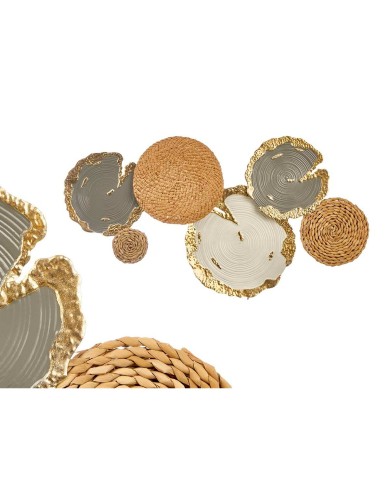 Decorazione da Parete 23SMB1538 Bianco Marrone Grigio Metallo 89,5 x 5,1 x 48,3 cm (2 Unità)