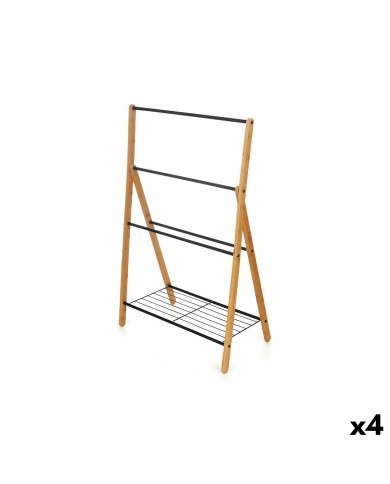 Portasciugamani da Terra Kipit B7816 Nero Metallo Bambù 60 x 90 x 37 cm 4 Unità Portasciugamani da Terra Kipit B7816 Nero Metallo Bambù 60 x 90 x 37 cm 4 Unità