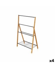 Portasciugamani da Terra Kipit B7816 Nero Metallo Bambù 60 x 90 x 37 cm 4 Unità