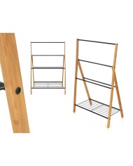 Portasciugamani da Terra Kipit B7816 Nero Metallo Bambù 60 x 90 x 37 cm 4 Unità