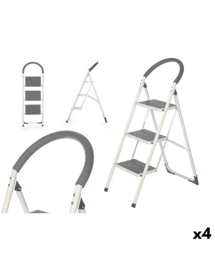 Scala Pieghevole a 3 Scalini Kipit 10109 Grigio Acciaio 38 x 117 x 5 cm (4 Unità)