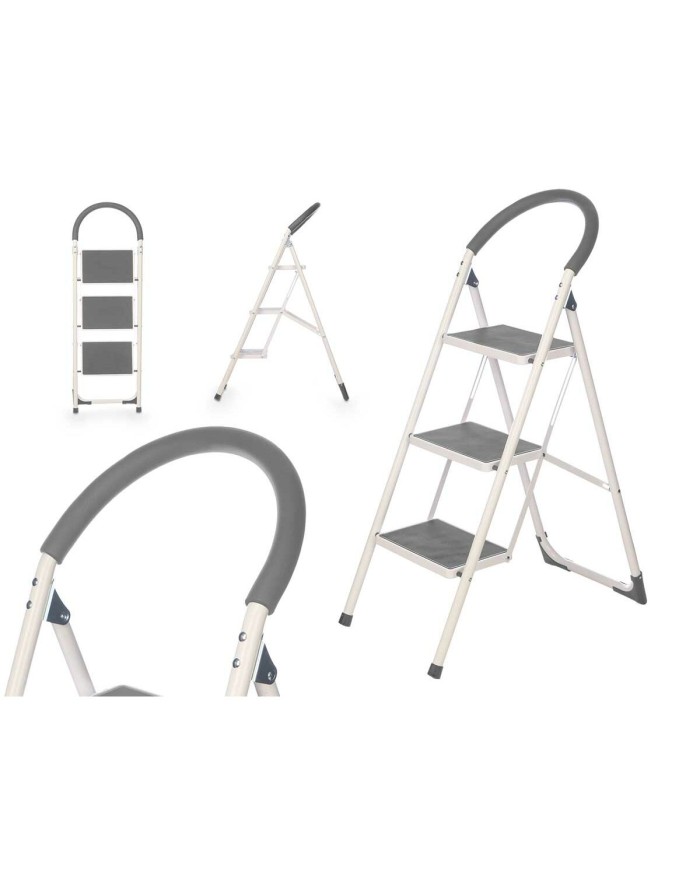 Scala Pieghevole a 3 Scalini Kipit 10109 Grigio Acciaio 38 x 117 x 5 cm (4 Unità)